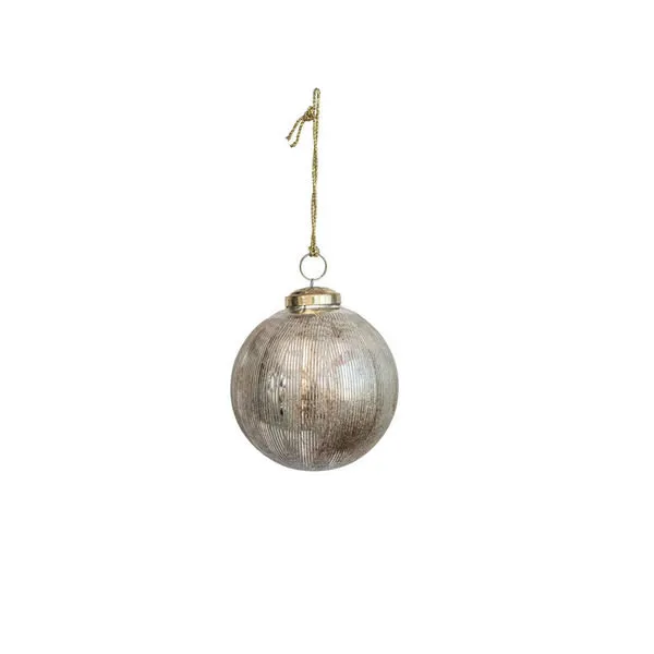 Product Image 1 for Claus 4" Round RIbbed Glass Antique Silver Ball Ornament, Set of 4 from Creative Co-Op
