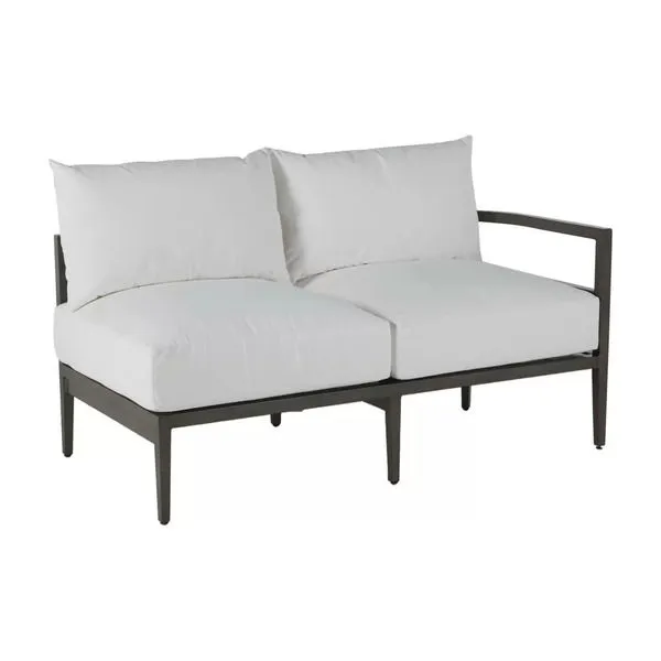 Santa Barbara right arm facing loveseat in slate gray aluminum frame with white cushions