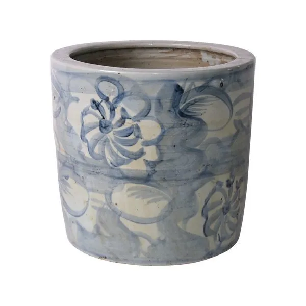 Product Image 1 for Blue & White Silla Flower Cylinder Pot from Legend of Asia