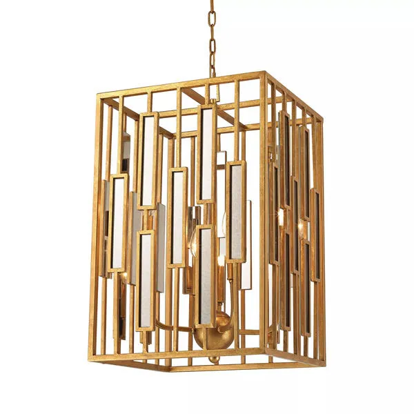 Product Image 1 for Golden Gate Pendant In Gold Leaf And Clear Mirror from Elk Home