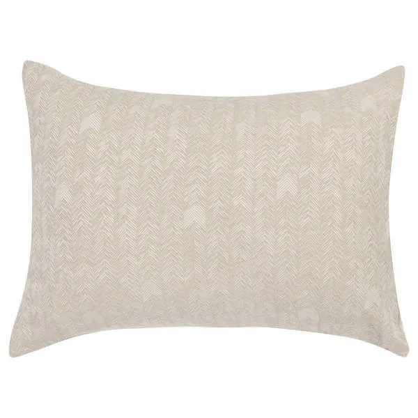 King sham in natural color with French herringbone woven cotton fabric and subtle embroidery