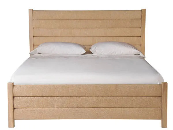 Canyon Post Bed with woven Danish Cord headboard and footboard in a light natural finish