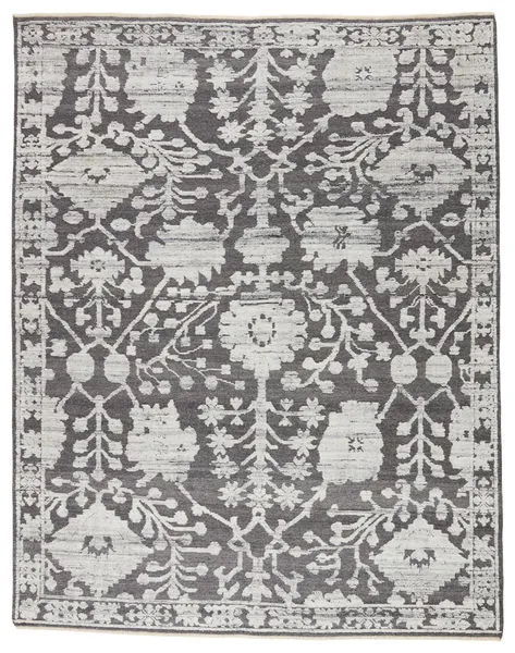 Product Image 6 for Riona Hand-Knotted Floral Gray/ White Rug from Jaipur