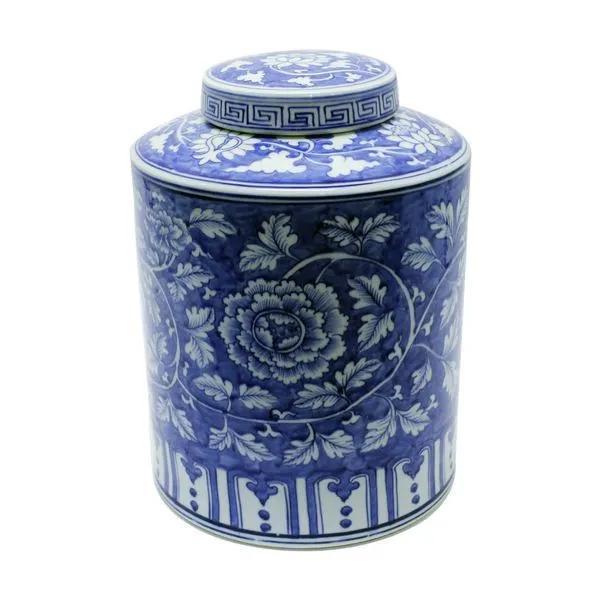 Product Image 1 for Blue & White Penoy Cylinder Tea Jar from Legend of Asia