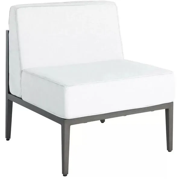 Santa Barbara Slate Gray Sectional Slipper with white cushions and sturdy gray metal frame