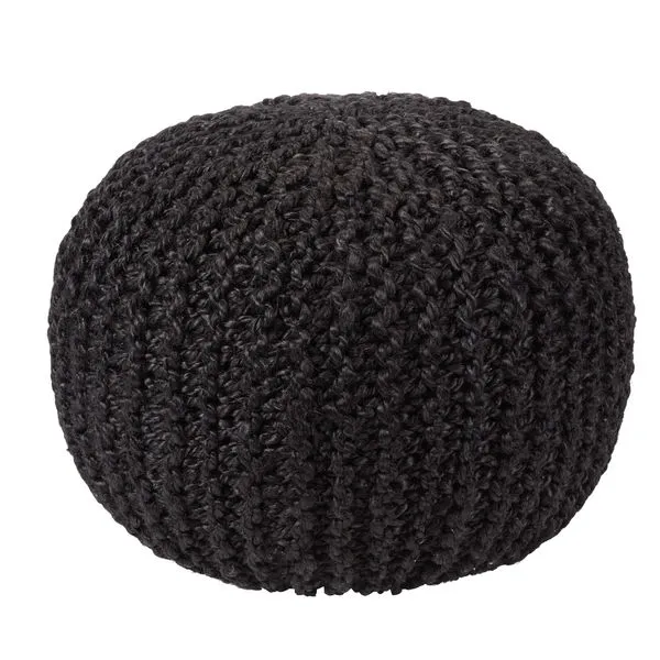 Product Image 1 for Azene Handmade Solid Black Cylinder Pouf 20" x 20" x 14" from Jaipur 
