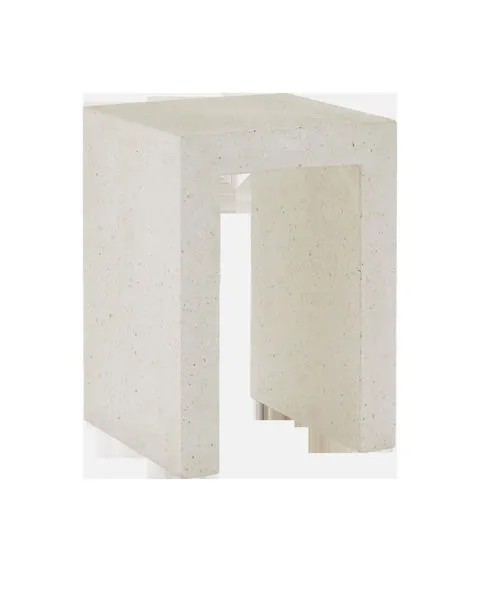 Carson Ivory Terrazzo Accent Table in ivory terrazzo concrete with a solid rectangular geometric open side design