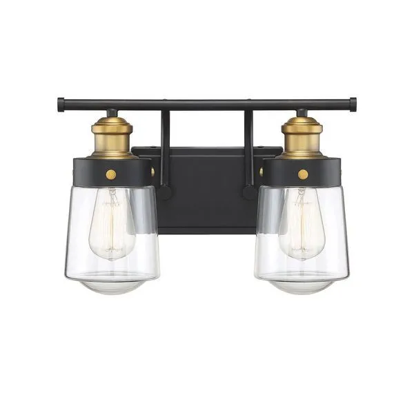 Product Image 2 for Macauley Vintage Black With Warm Brass 2 Light Bath from Savoy House 