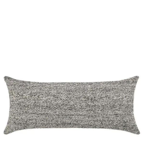 Rectangular Stella Throw Pillow with eco-friendly gray and off-white recycled hand-woven texture