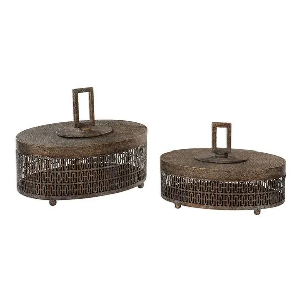 Product Image 2 for Uttermost Agnese Antiqued Gold Boxes, Set Of 2 from Uttermost