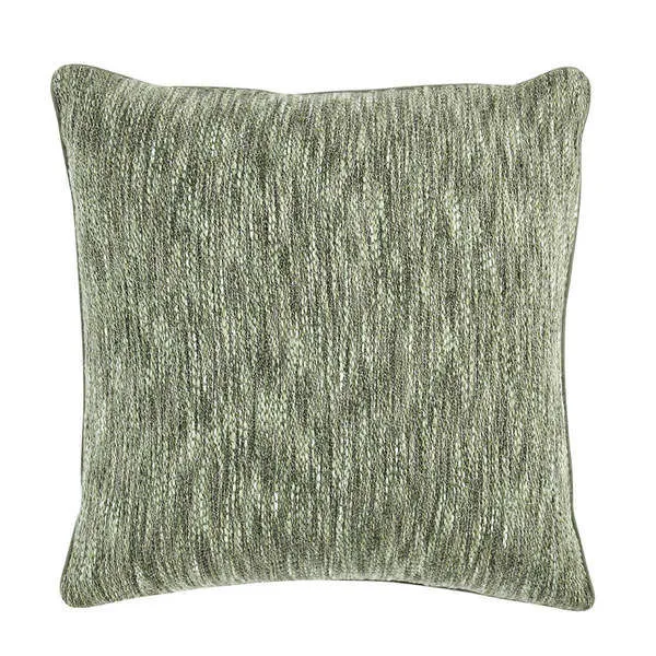 Front-facing square view of textured, variegated green Sharma Cotton Blend Throw Pillow with sewn edges