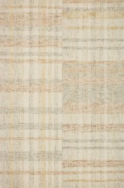 Chris Natural / Multi Rug with soft, multi-tonal beige, cream, and muted orange striped pattern on wool