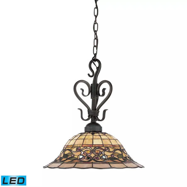 Product Image 2 for Tiffany Buckingham 1 Light Pendant In Vintage Antique With Tiffany Style Glass  from Elk Lighting