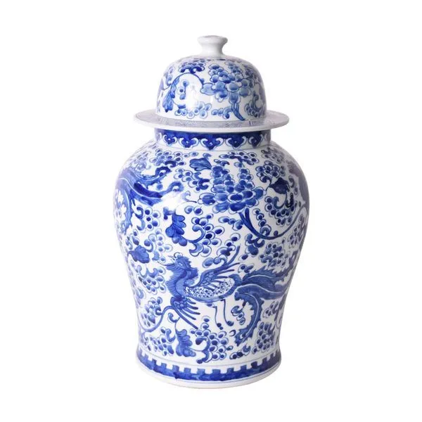 Product Image 1 for Blue & White Phoenix Peony Temple Jar from Legend of Asia