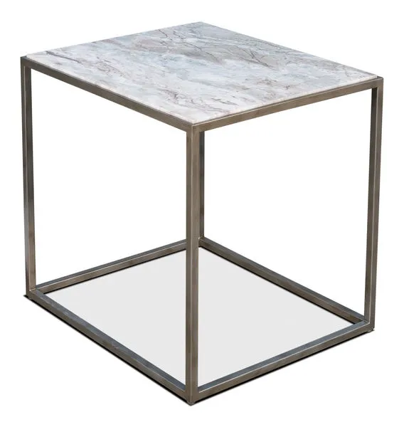 Product Image 3 for Cube Side Table Marble Top 26" High from Sarreid Ltd.