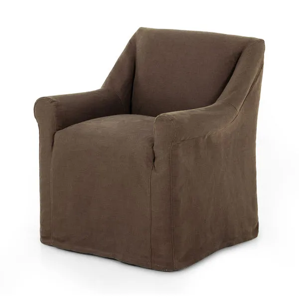 Product Image 1 for Bridges Brown Linen Slipcover Dining Armchair - Brussels Coffee from Four Hands