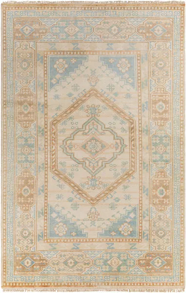 Product Image 1 for Anadolu Hand-Knotted Ice Blue / Dusty Coral Rug - 2' x 3' from Surya