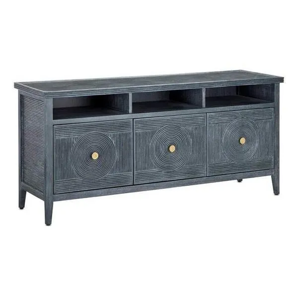 Product Image 2 for Santos Vintage Navy Rattan Rectangular Cabinet from Currey & Company