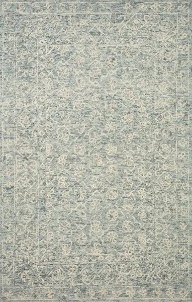 Ivory Cecelia Ocean modern rug with tone on tone traditional pattern in hand-tufted 100% wool pile