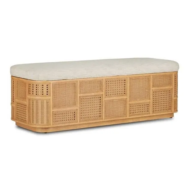 Product Image 1 for Anisa Patchwork Rattan Storage Bench from Currey & Company