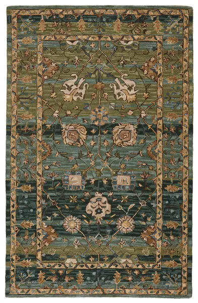 Product Image 3 for Vibe By Ahava Handmade Oriental Green/ Blue Rug from Jaipur 