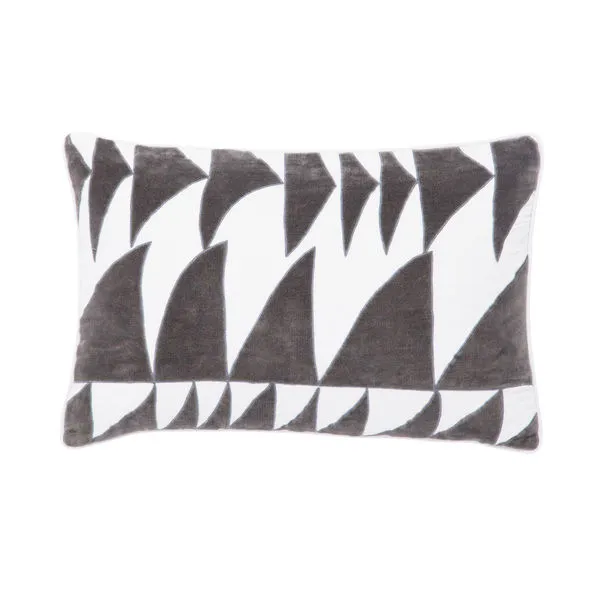 Product Image 2 for Priscilla White/ Dark Gray Geometric Throw Pillow 16X24 inch by Nikki Chu from Jaipur