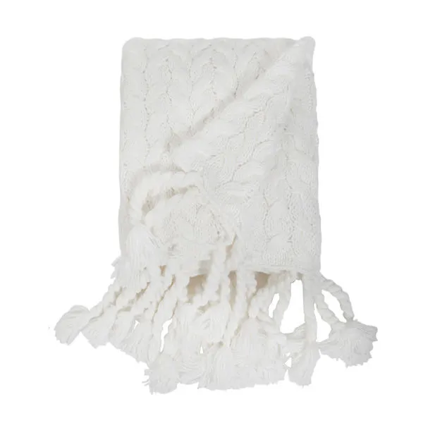 Product Image 1 for Capistrano Cable-Knit Throw Blanket - Winter White from Pom Pom at Home