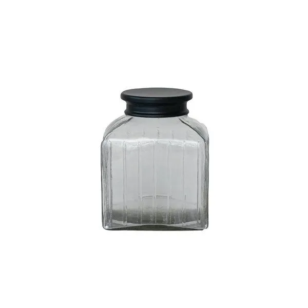 Product Image 1 for Square Glass Jar with Lid, Clear and Black from Creative Co-Op
