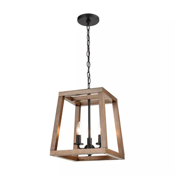 Product Image 2 for Barrow 3 Light Chandelier In Birchwood And Matte Black from Elk Lighting