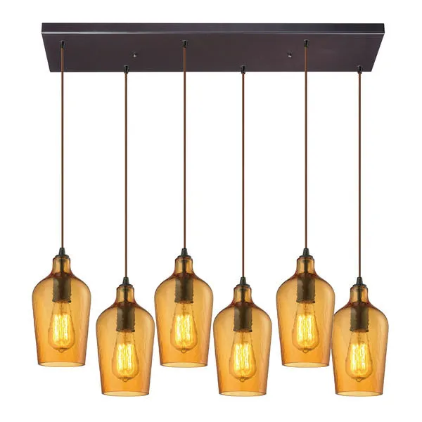 Product Image 1 for Hammered Glass Collection 6 Light Chandelier In Oil Rubbed Bronze from Elk Lighting