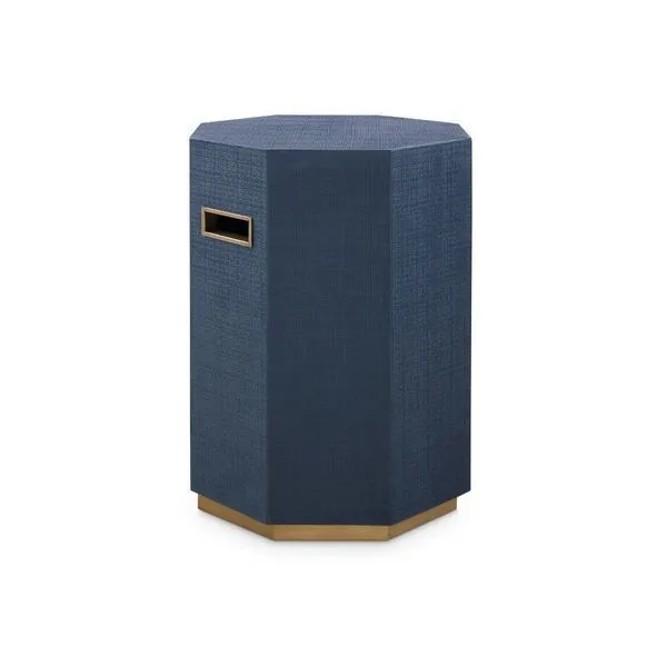 Product Image 1 for Octavia Blue Lacquered Linen Geometric Side Table from Villa & House