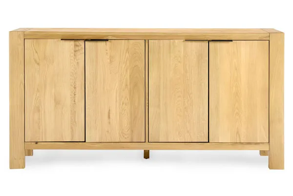 Somerset Four Door Sideboard in natural oak wood with matte brown finish and visible wood grain