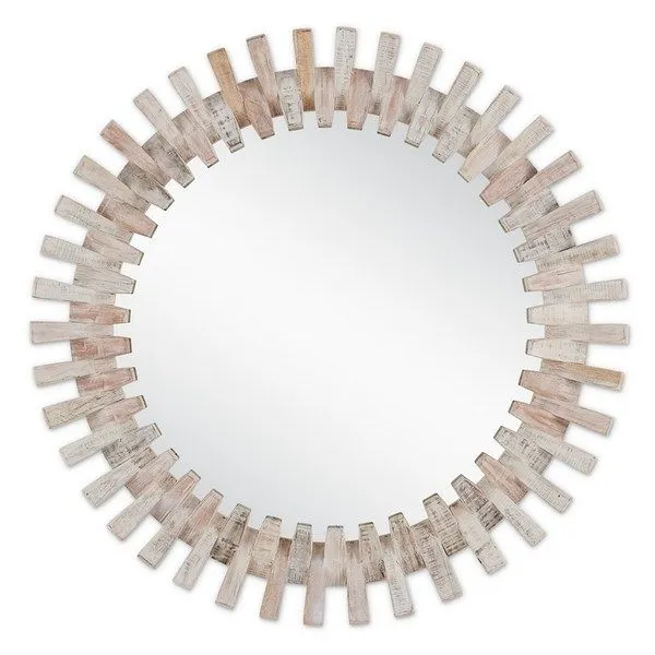 Product Image 1 for Diza Round Whitewash Mirror from Currey & Company