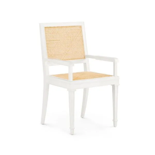 Product Image 1 for Jansen Cane and Lacquered Mahogany Arm Chair in White from Villa & House