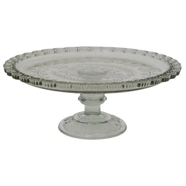 Product Image 1 for Pressed Glass Round Pedestal Stand, Clear Finish from Creative Co-Op