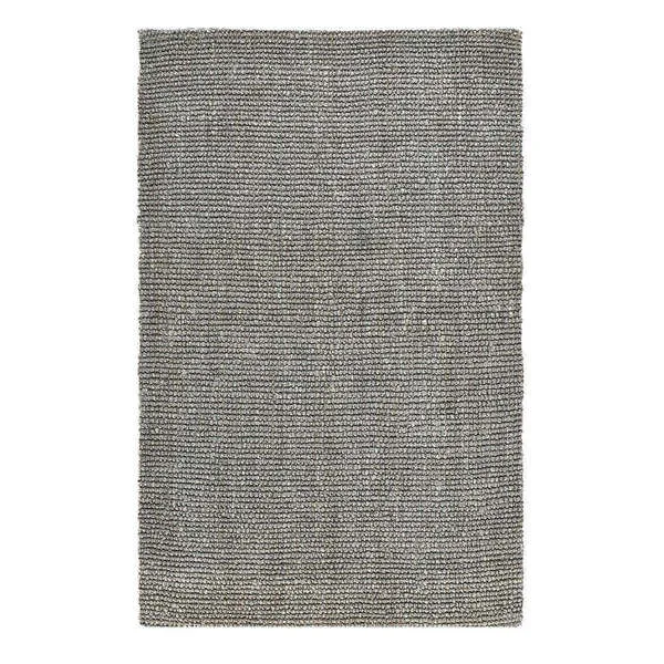 Rectangular Annello Handspun Jute Area Rug in neutral gray tones with chunky boucle texture