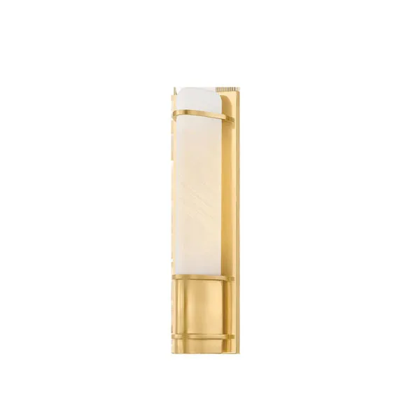 Tottenville Wall Sconce with slim triangular matte cloud glass shade and brushed brass metal frame