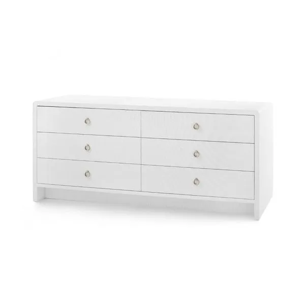 Product Image 1 for Bryant Extra Wide Lacquered Linen 6-Drawer Dresser - White Linen from Villa & House