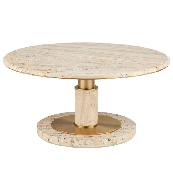 Product Image 1 for Miles Travertine Cocktail Table from Currey & Company