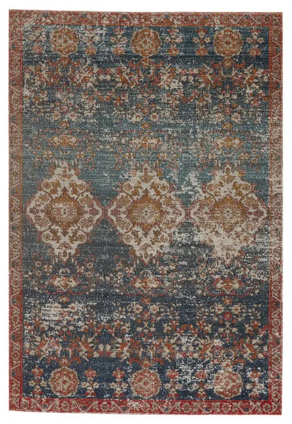 Product Image 7 for Freemond Indoor/ Outdoor Medallion Blue/ Red Rug from Jaipur 