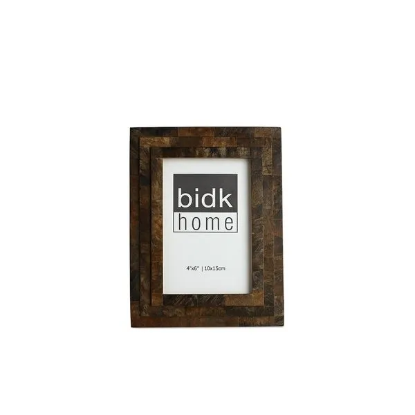 Black Horn Step Design Picture Frame with layered dark horn texture and 4x6 inch display area