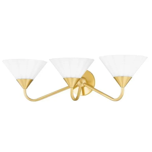 Product Image 1 for Kelsey 3-Light Modern Curved Aged Brass Bath Light from Mitzi