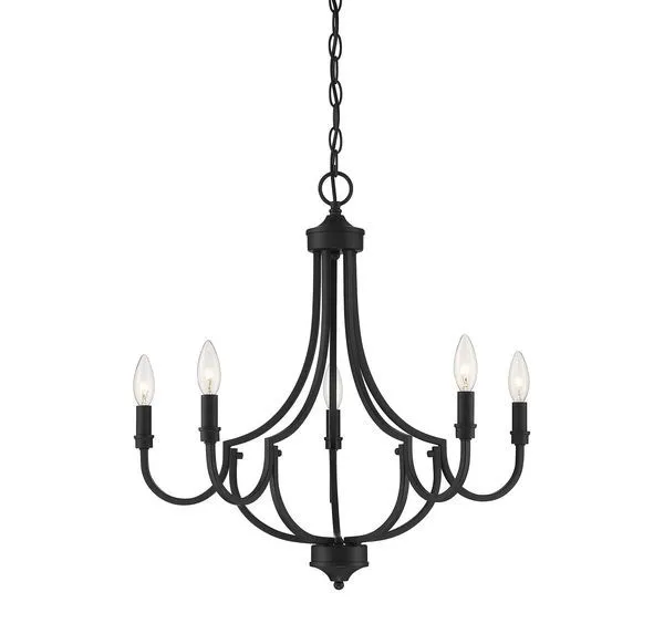 Product Image 2 for Auburn
Matte Black 5 Light Chandelier from Savoy House