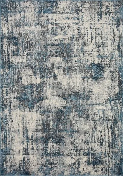 Austen Natural / Ocean Rug with abstract pattern in muted blues, grays, and beige tones