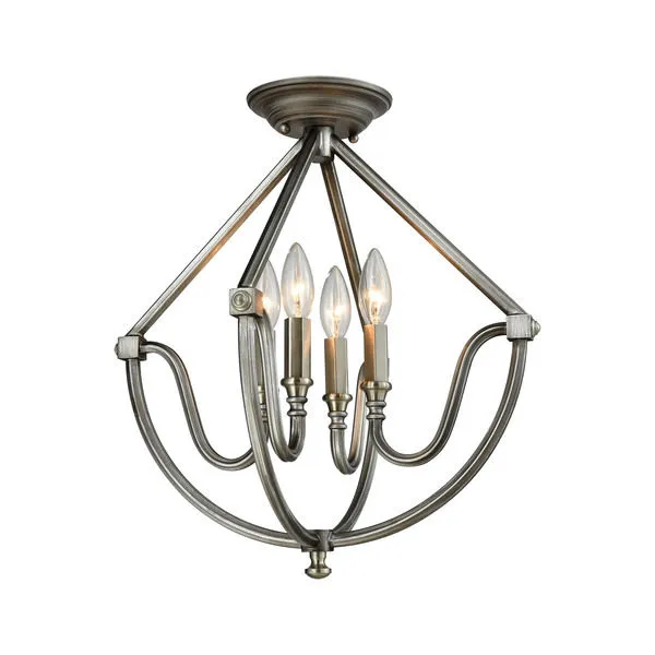 Product Image 1 for Stanton 4 Light Semi Flush In Weathered Zinc With Brushed Nickel Accents from Elk Lighting