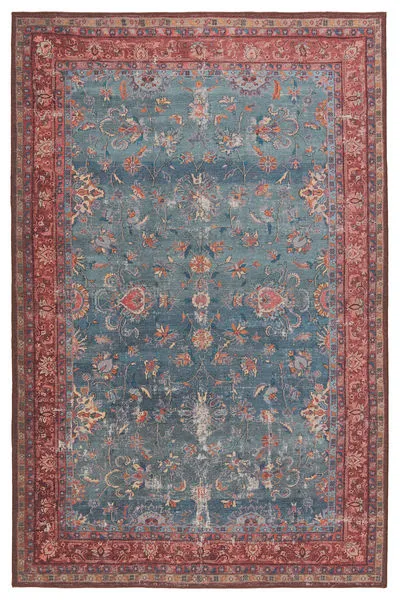 Product Image 1 for Yasha Floral Blue/ Red Rug from Jaipur 