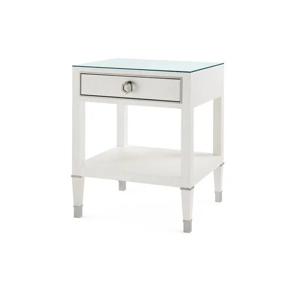 Product Image 1 for Morris 1-Drawer Side Table with Glass Top Sand White from Villa & House