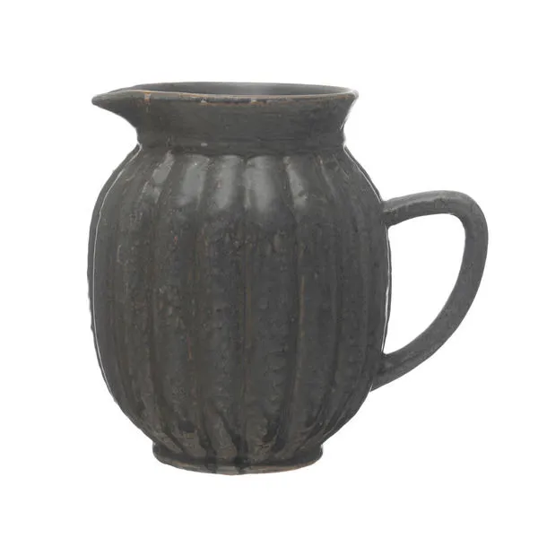 Product Image 1 for Toby Fluted Charcoal Grey Stoneware Pitcher from Creative Co-Op
