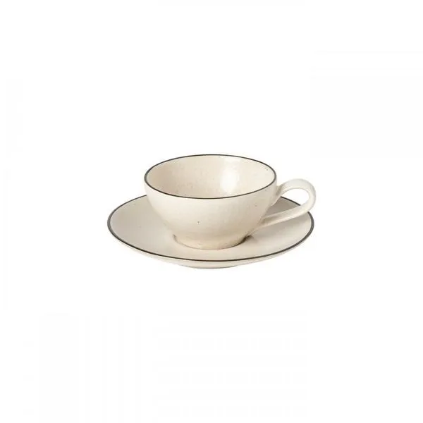 Product Image 1 for Augusta Rim Ceramic Stoneware Tea Cup and Saucer, Set of 6 from Costa Nova