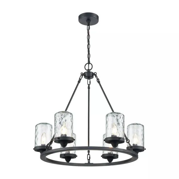 Product Image 1 for Torch 6 Light Outdoor Chandelier In Charcoal With Water Glass from Elk Lighting